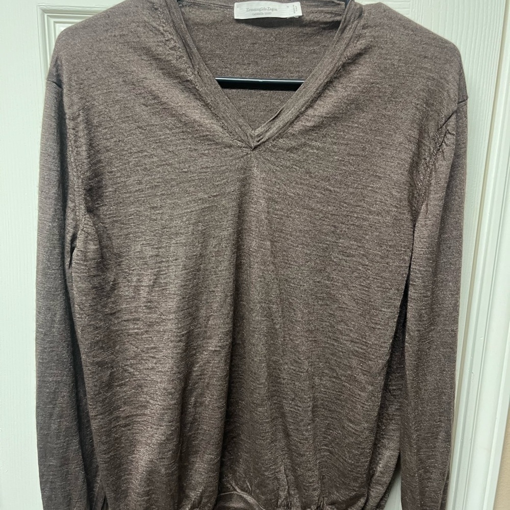 Ermenegildo Zegna Brown V-Neck Sweater